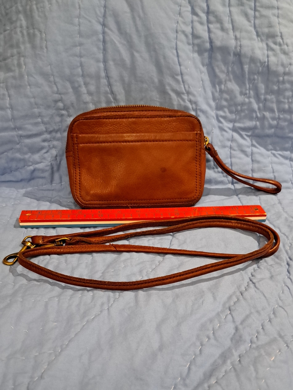 Margot Brown  Leather Crossbody Wristlet